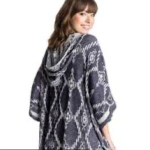 Roxy Grey Graphic Print Hooded Open Cardigan Sweater